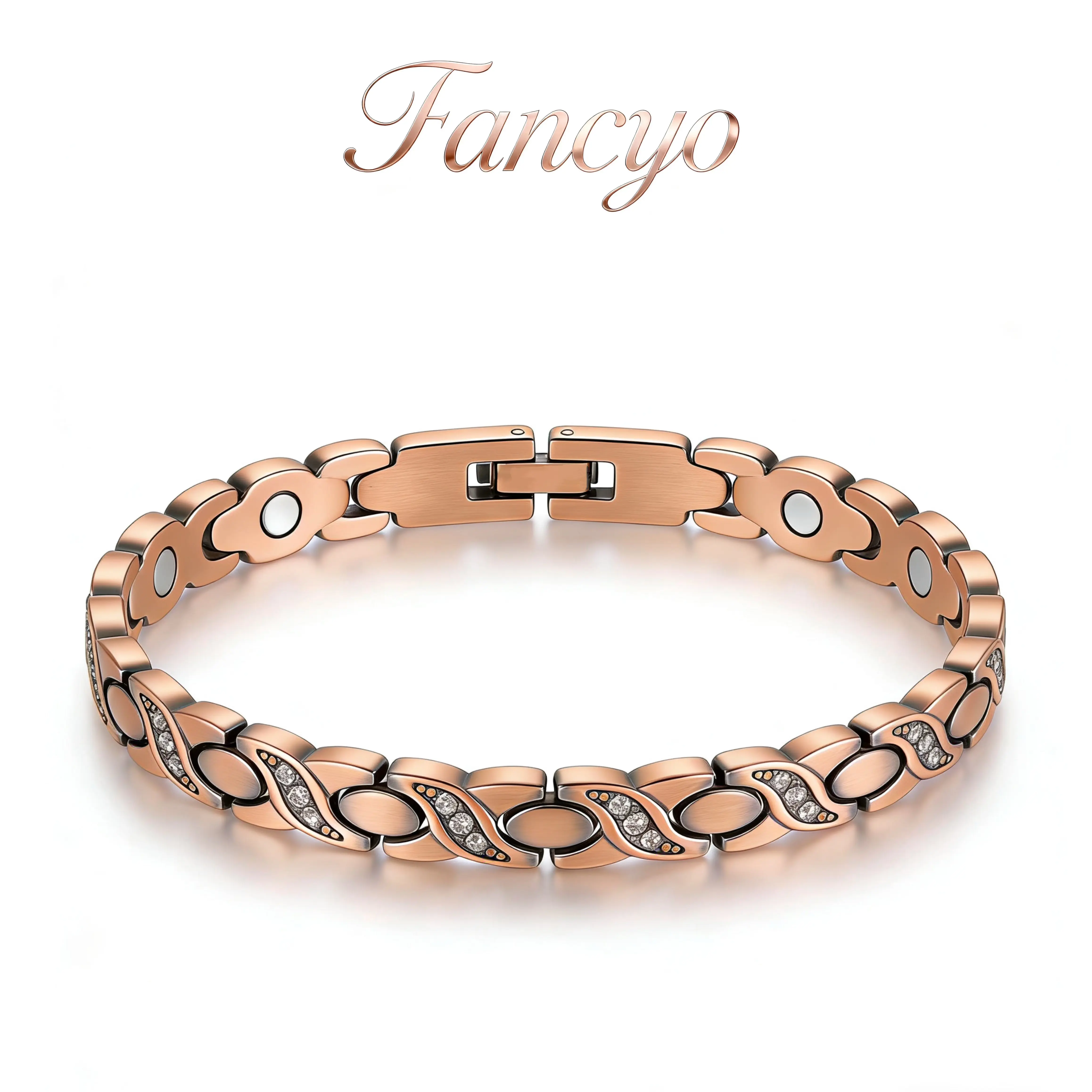 Fancyo Elegant Pure Copper Cuff - Sleek Magnetic Fashion Bracelet with Adjustment Tool - Timeless Jewelry Gift for Family