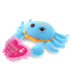 DOLLIBU 6" Polyester Stuffed Heart Plush Toy - Blue Crab with Sparkling Eyes, Mother's Day Gift Option