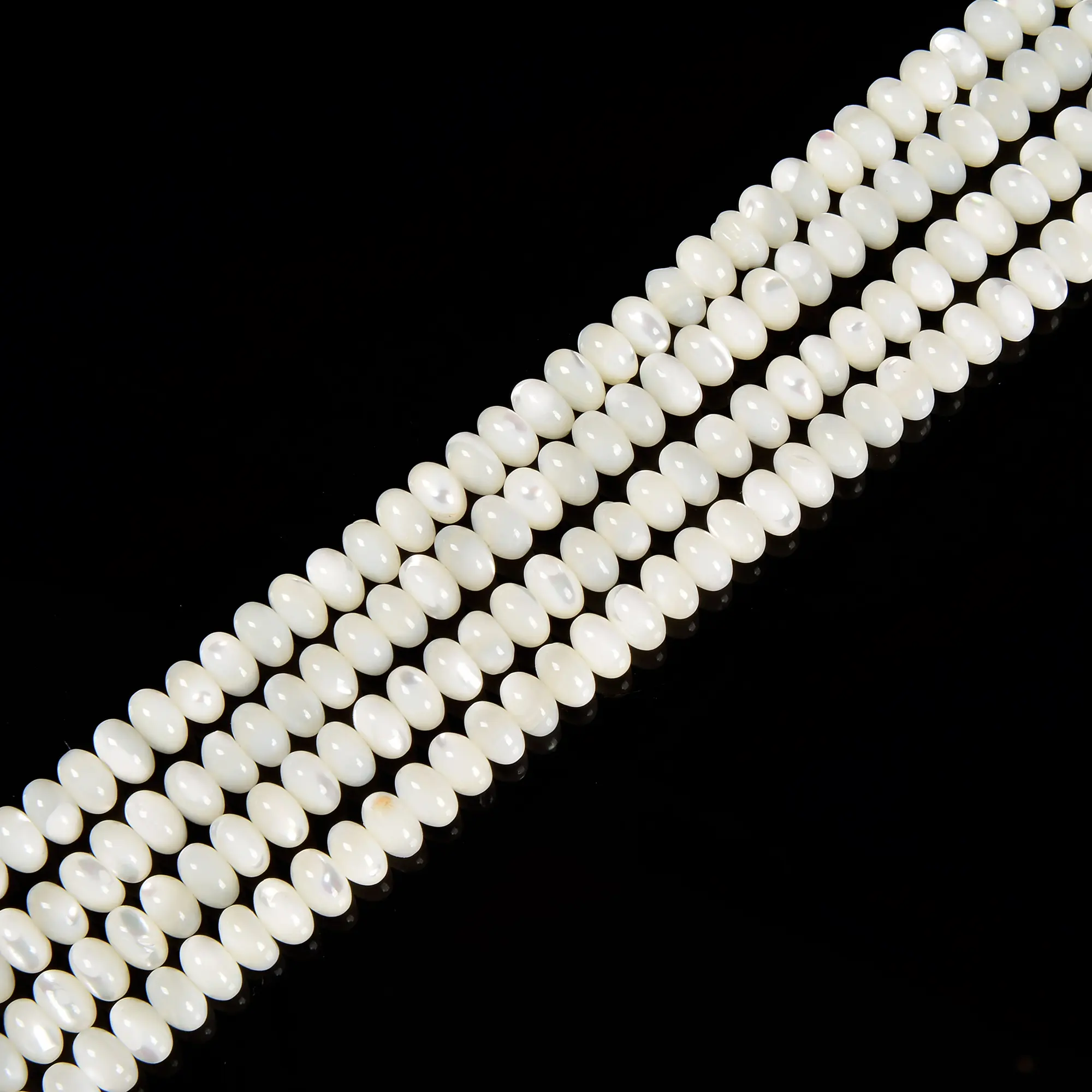 Iridescent White Mother of Pearl MOP Shell Rondelle Beads 3x4mm 4x6mm 15.5''Strd