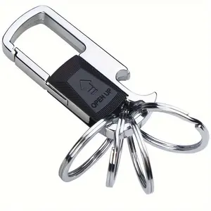 Metal Keychain 4 Detachable Metal Key Holder Keychain with Bottle Opener for Men's Car Keychain Bundle of 3 Clip