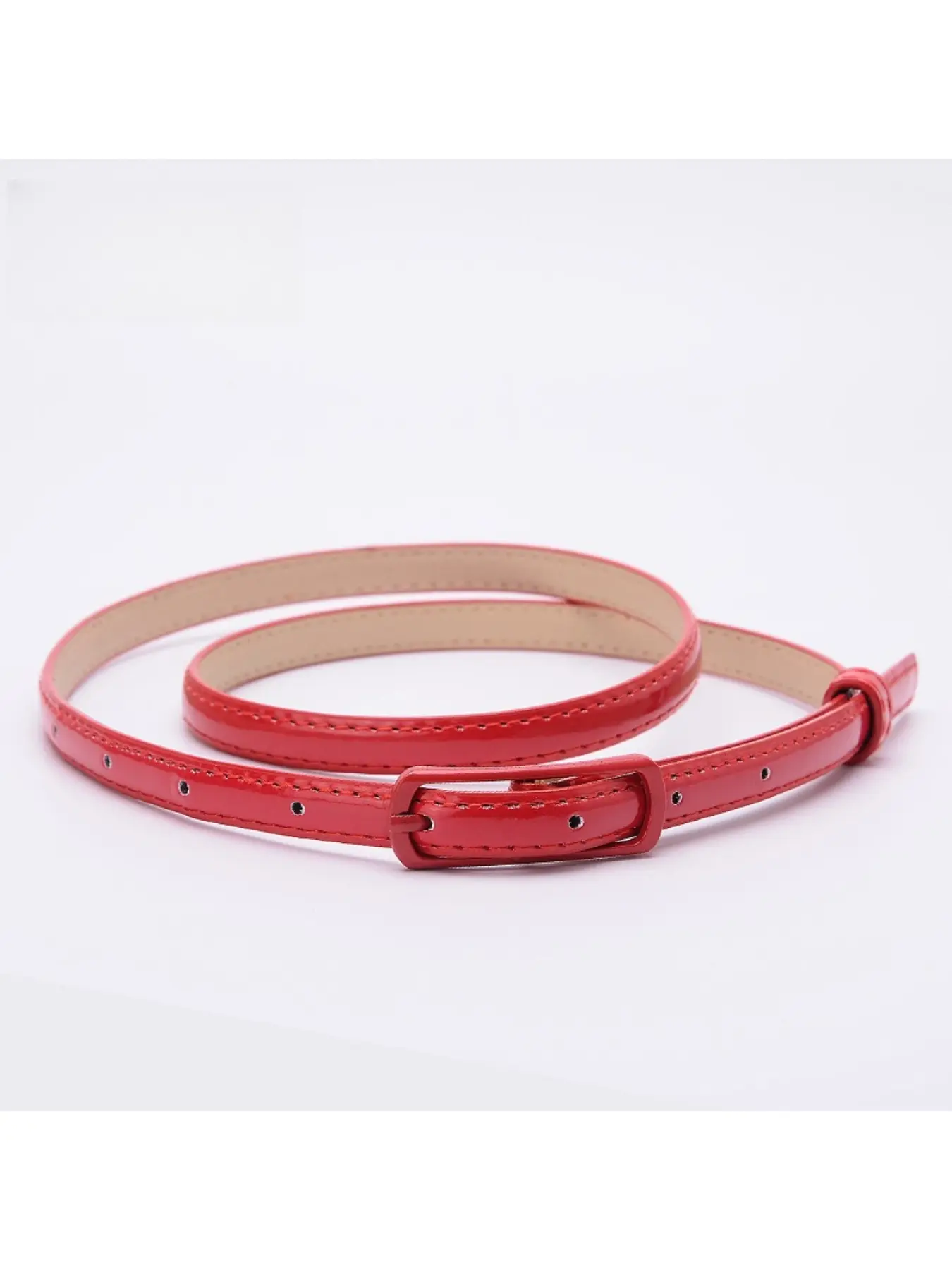 Macaron-colored slim pin buckle belt, glossy PU, versatile skirt-pants decorative belt, Pu Leather Belt, Casual Waist Belt