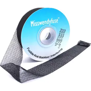 1''×20 Yards Knit Stay Tape, Fusible Interfacing for Knit Hems, Single-Side Adhesive, Ultra Fine, Soft & Stretch (Black)