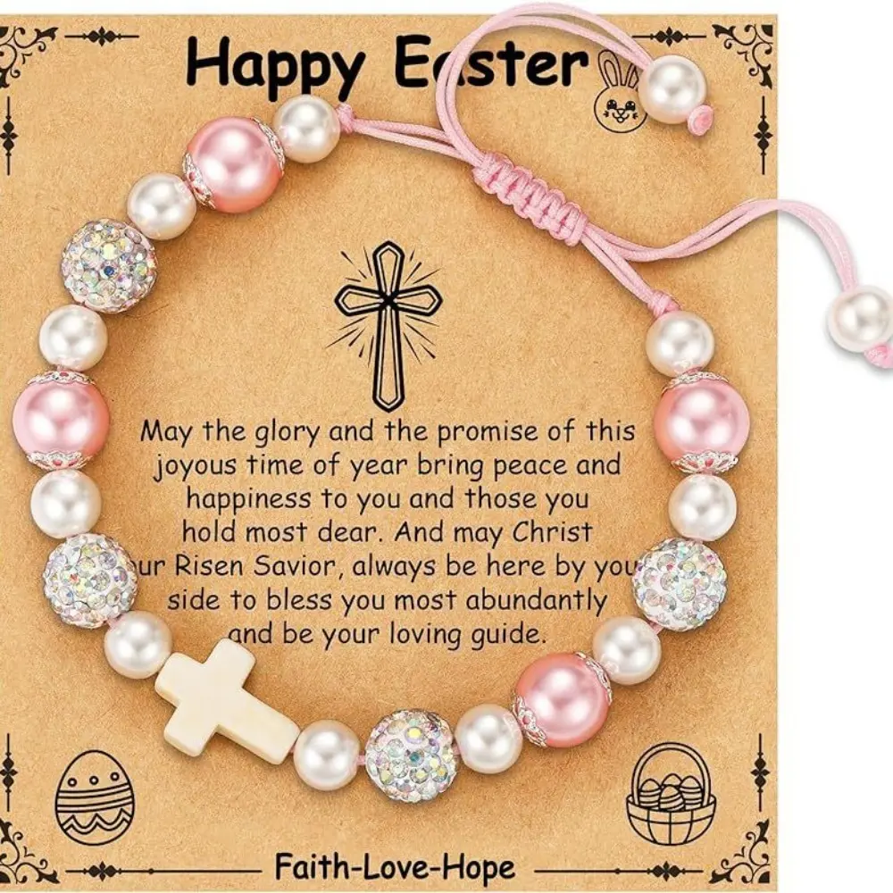 Easter Basket Stuffers for Teens/Girls/Boys/Kids, Cross Bracelet Baptism Communion Confirmation Christian Jewelry Gifts