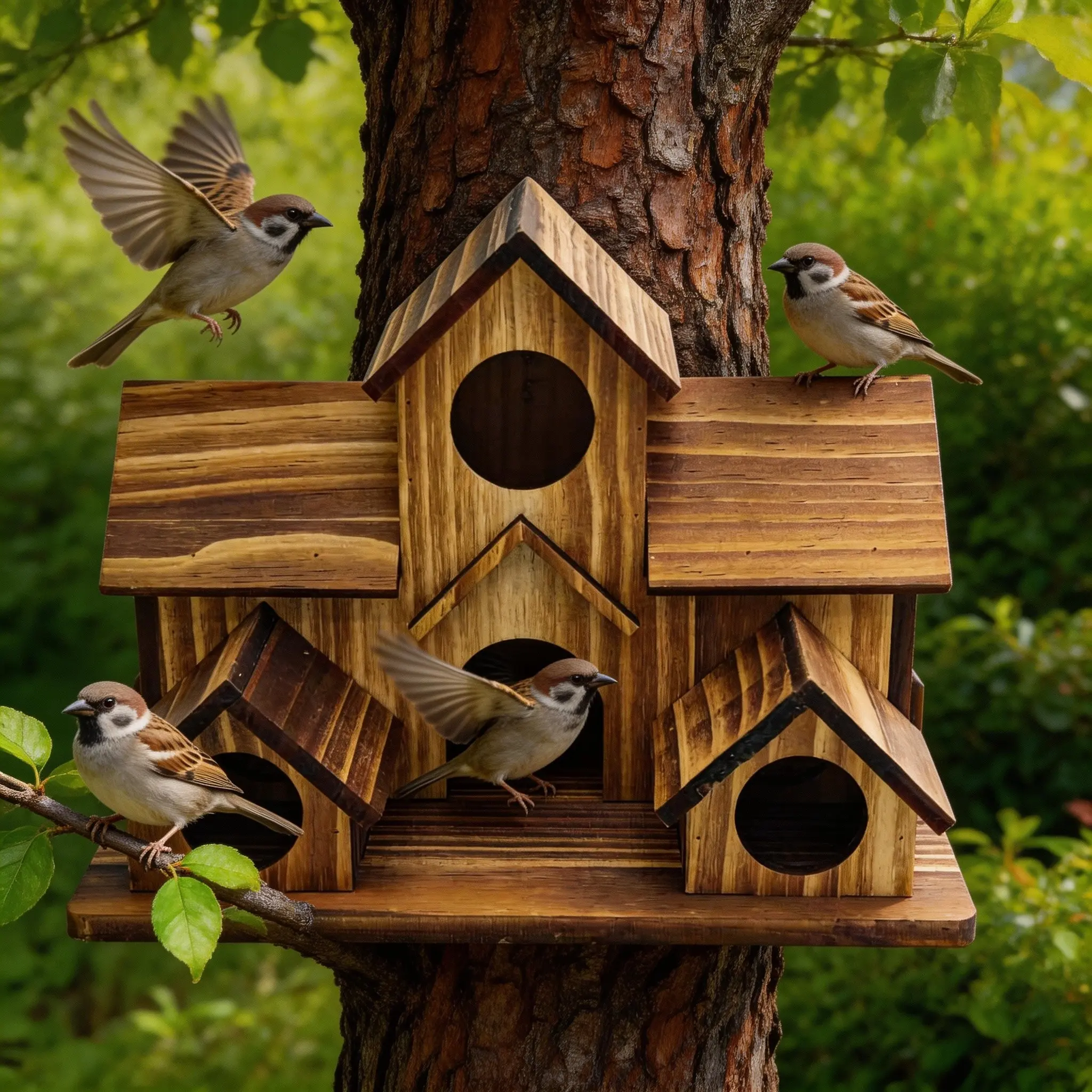 1PC Vintage Luxury Multi-Layer Wooden Birdhouse, Hanging Garden Nest, Outdoor Wooden Bird Feeder, Handmade Antiseptic Wood Bird Nest, Bird Houses For Outside