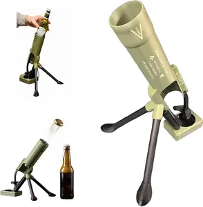 Beer Bottle Mortar Bottle Opener Automatic Bottle Opener Heavy-Duty Tactical Cap Launcher Men Hands-Free Push down Bottles Cap Launcher Novelty Cap-Launching Desk Bar Accessory Home Party