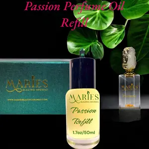 MARIE'S Passion Luxury Perfume Oil Refill 1.7oz Glass Bottle with Premium Fragrance Oil Blend, 15ml Crystal Perfume Bottle Refill, Alcohol Free