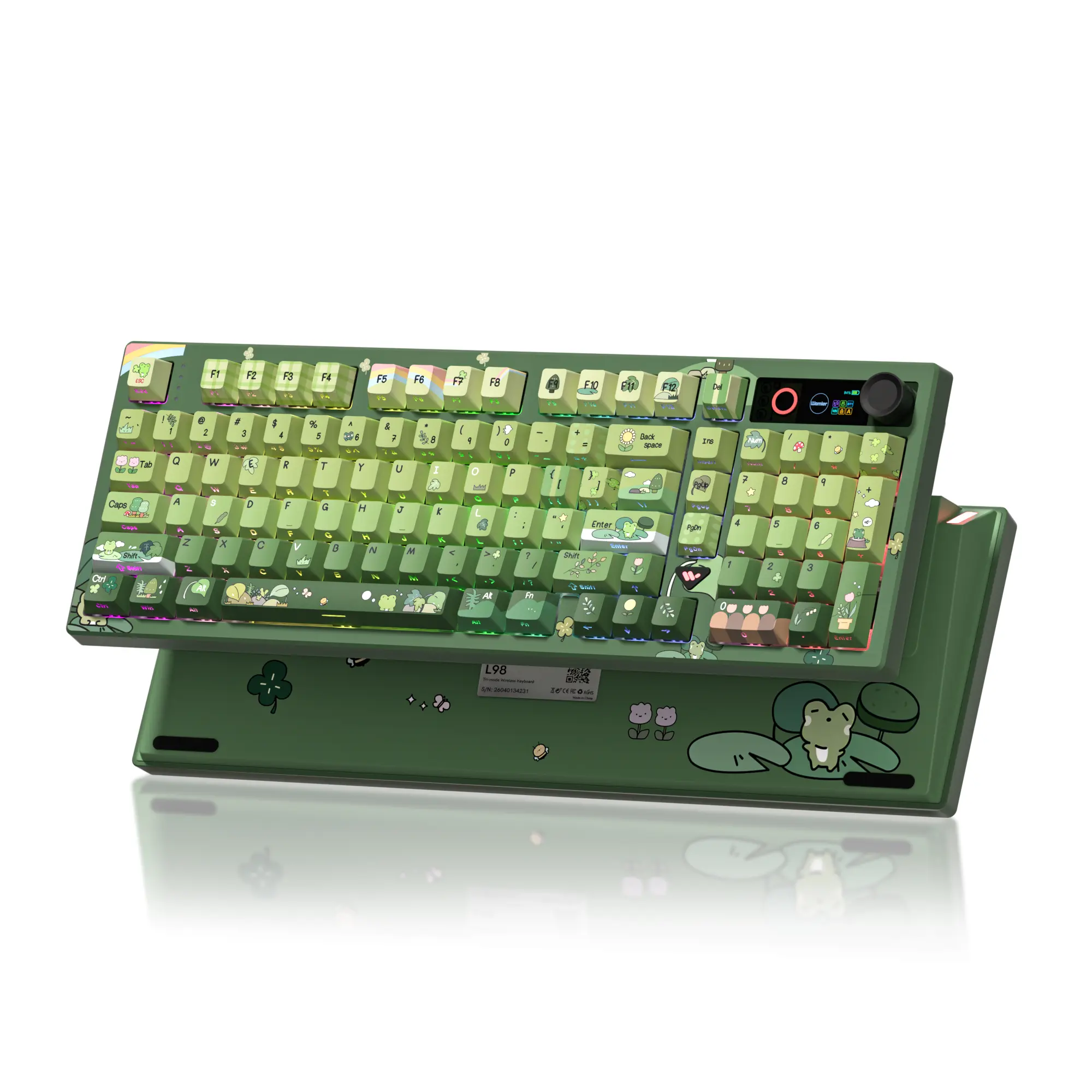 Womier L98 Wireless Gaming Keyboard, 98 Keys Mechanical Keyboard with Smart Display and Knob, Bluetooth/2.4GHz/USB-C Hot Swappable RGB Backlit with Number Pad for PC Mac