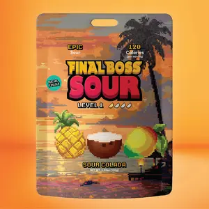 Final Boss Sour - Level 1 Sour Pina Colada (Mango + Pineapple + Coconut) (1 or 4 Pack) Chewy Candy