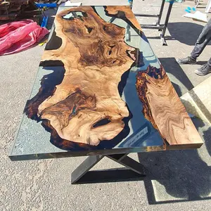 [BST005] Black Walnut Wood Epoxy Table custom epoxy river slab table, Executive Desk, Custom Large Epoxy River Table, Solid Wood Slabs Table, Large Computer Office Desk Workstation, Business Furniture for Home Office