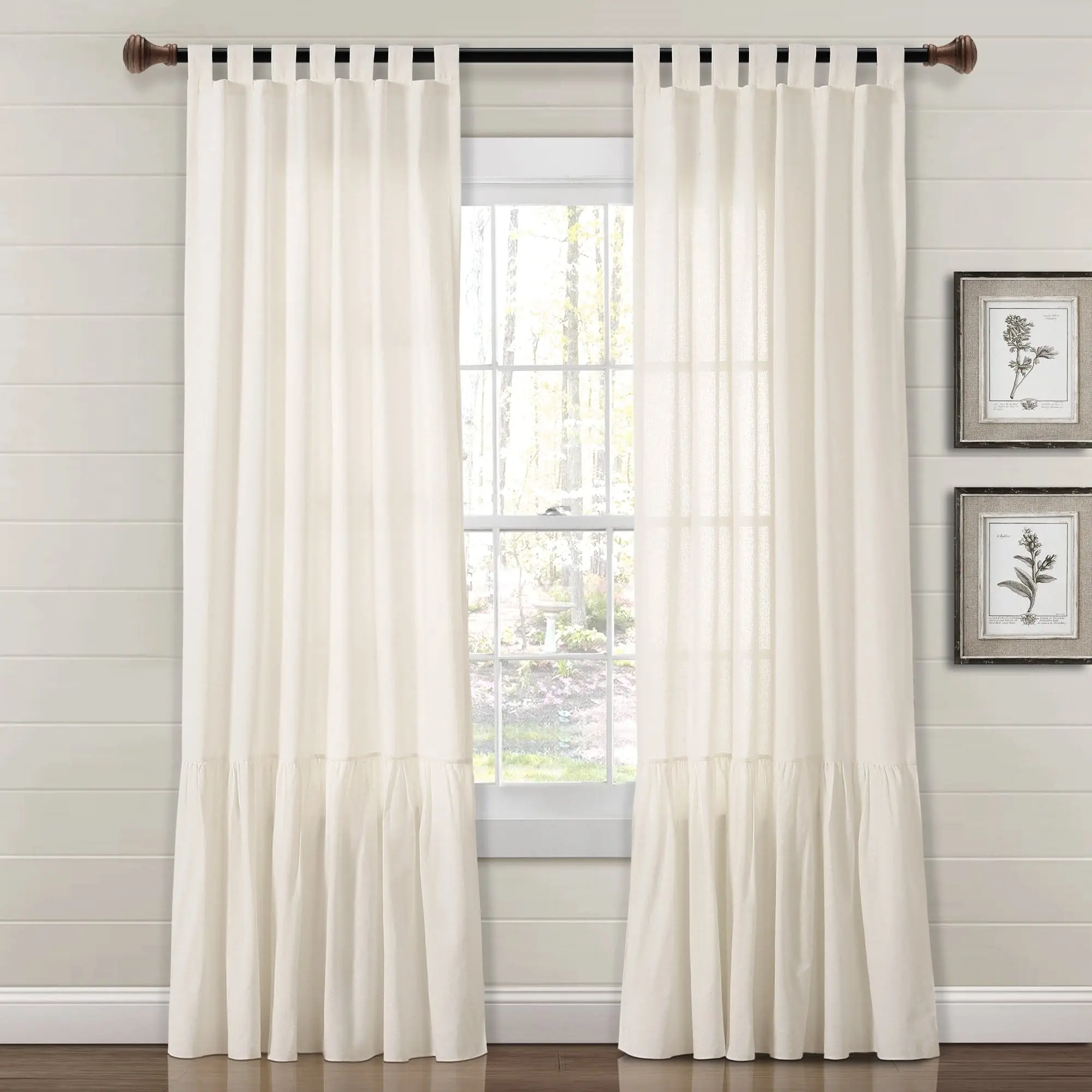 Lush Decor Farmhouse Faux Linen Tab Top Home Decoration Curtain (Single Panel), 40"W x 84"L Cotton Blend, Sun-Shading Shutter Blind Alternative, Machine Washable, Sun Shade