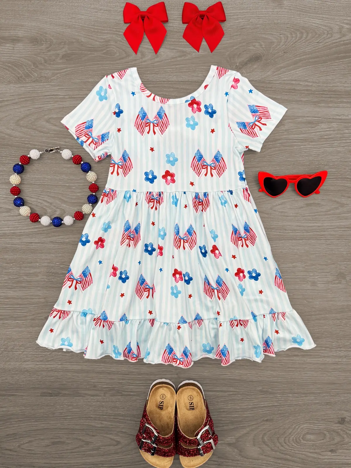 American Flag & Flowers Stripe Dress