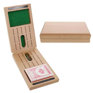 WE Games 2 Track Foldable Travel Cribbage Set w/ Storage, Cards & Metal Pegs - Solid Wood