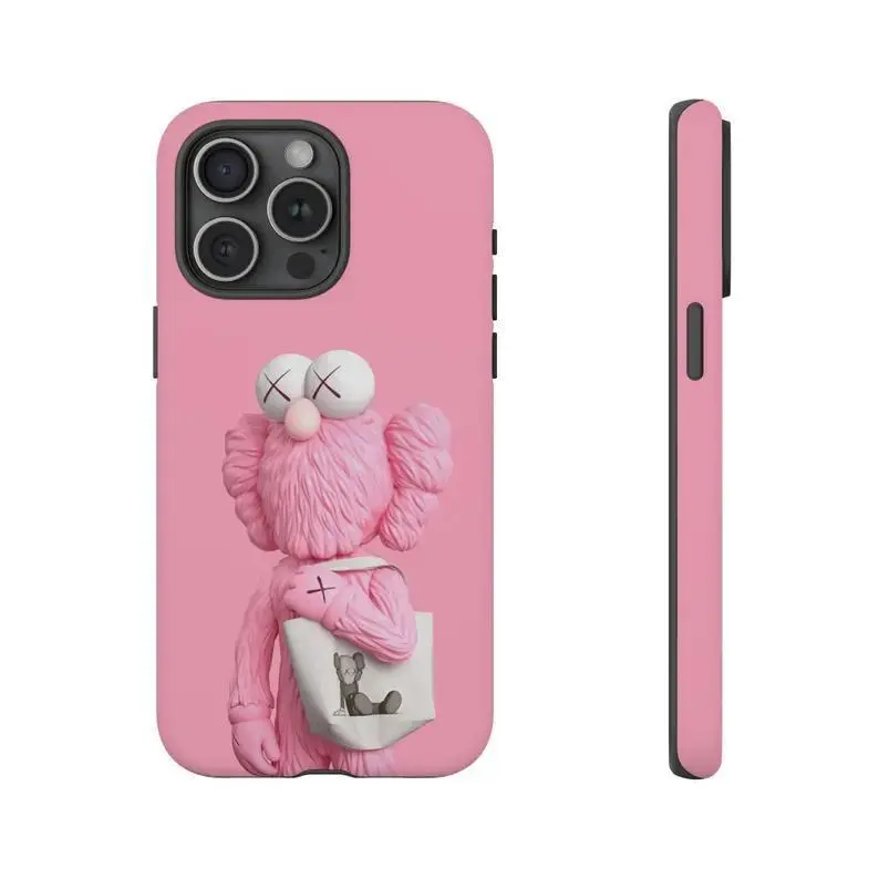 Premium Matte Kaw Cartoon Design Personalized Pink Smartphone Casing - Shockproof, Anti-Fingerprint Cellphone Case for iPhone 12-17, Pro, Pro Max, Plus & Samsung S22-25 Handheld Devices, Accessories