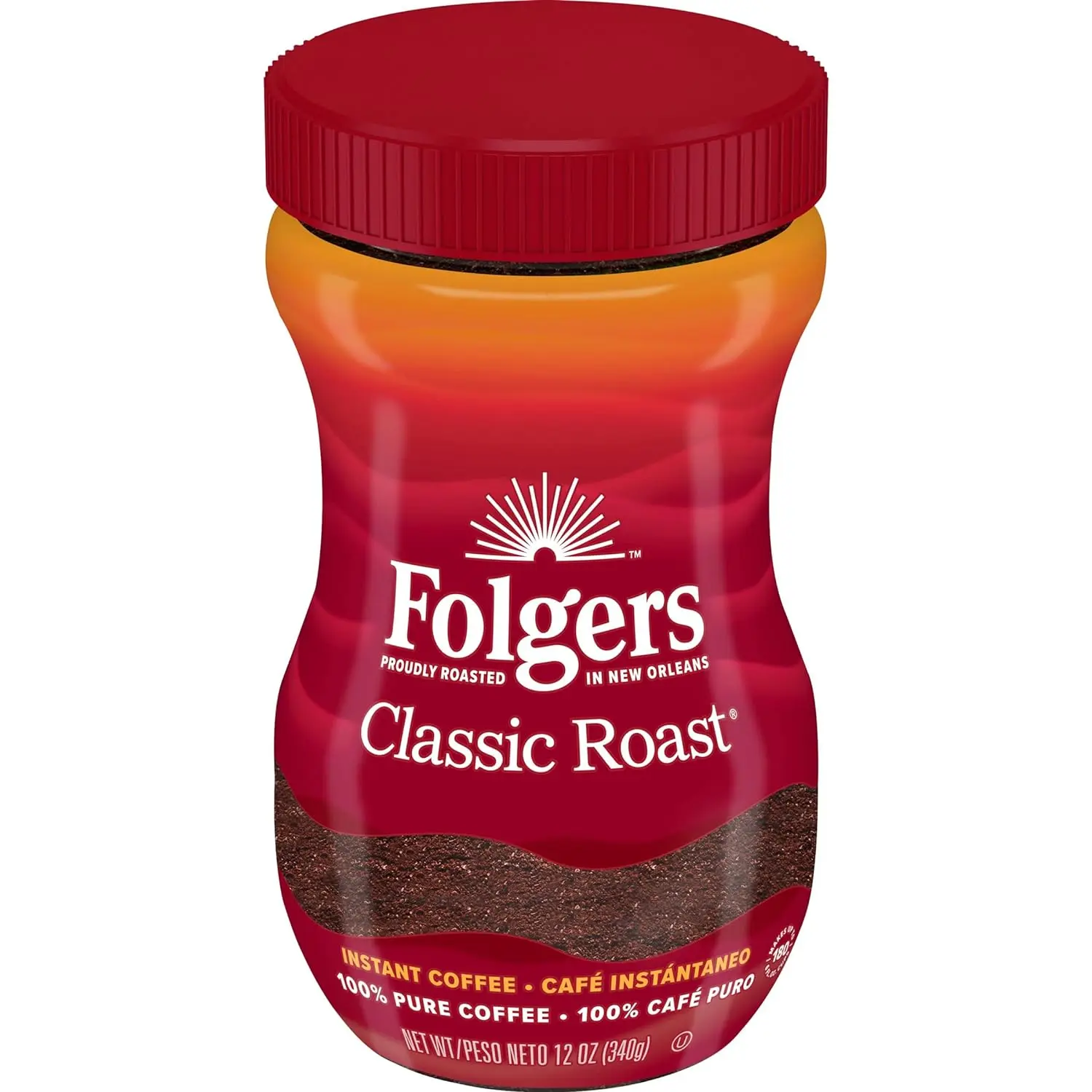Folgers Classic Roast Instant Coffee, 8 Ounces - Rich and Bold Flavor for Smooth Morning Beverage - Taffy