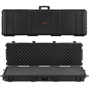 summervibes 50-in Lockable Hard Rifle Case with Locking Latch, Detachable XPE Foam, Wheels, IP67 Rated Waterproof Dustproof Design for Shotguns, Airsoft Guns, Black