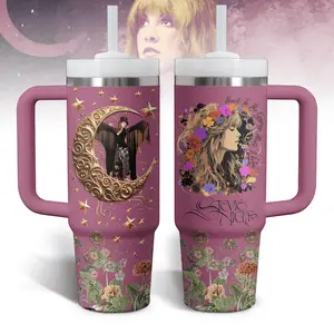 Stevie Nicks Custom 40oz Tumbler With Handle, Stylish & Customizable Tumbler, Perfect for Hot & Cold Beverages, Great Gift for Stevie Nicks Fans & Music Lovers, Exclusive Collection, A Must-Have Addition to Your Drinkware, Ideal for Any Occasion
