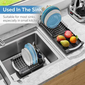 Compact Expandable Dish Rack, Space-Saving Stainless Steel, Rust-Resistant Kitchen & Apartment Countertop/dishwasher Drying Rack