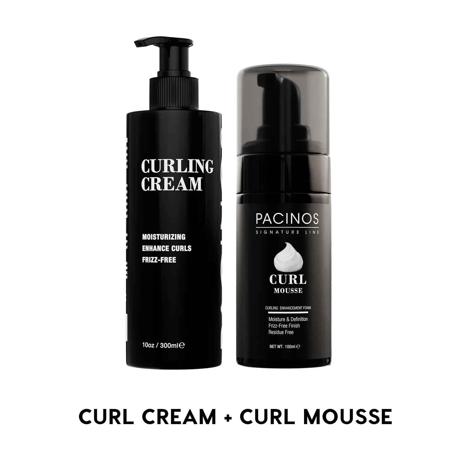 Pacinos Curl Cream + Curl Mousse Bundle - Lightweight Hold, Frizz Control, and Enhanced Definition for Radiant Curls, Daily Haircare for Defined Curls