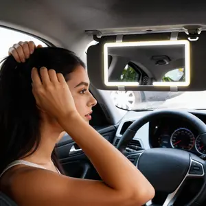 Car Sun Visor Vanity Mirror,Stylish Car Sun Visor LED Mirror, HD Glass, Rechargeable & Magnetic for Effortless Makeup