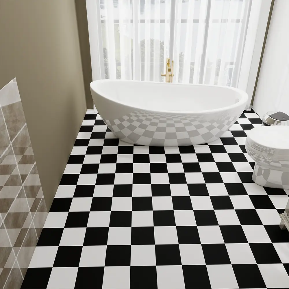 Self-Adhesive and Vinyl Floor Roll, DIY Mosaic Tile Design for Kitchen and Bathroom, Waterproof Contact Paper Decorative Tiles (15.76*118in), Peel and Stick Flooring Tiles