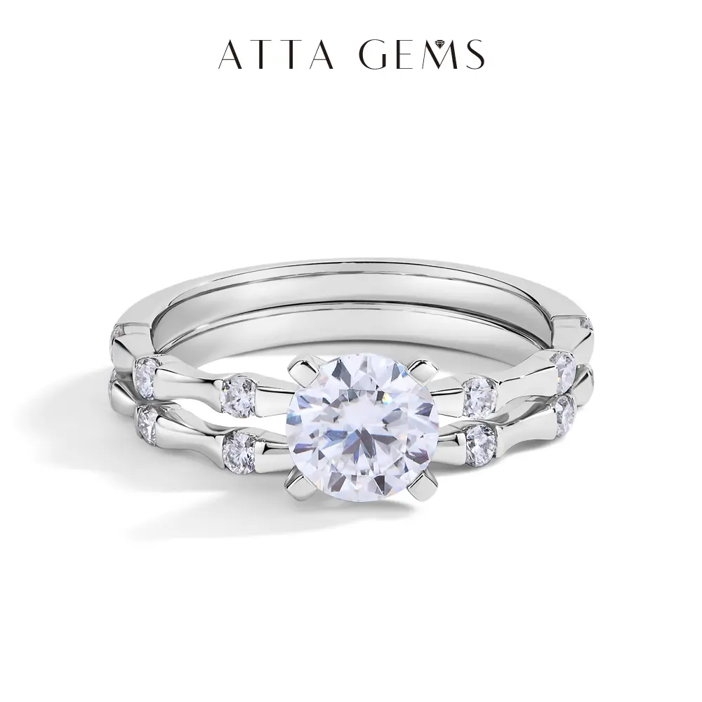 Women's 1CT Round Shape Stacking Synthetic Moissanite Ring Set, Daily Wear Jewelry, Rings for Women R153, Interlocked Stackable Rings, Stackable Engagement Ring summerwins