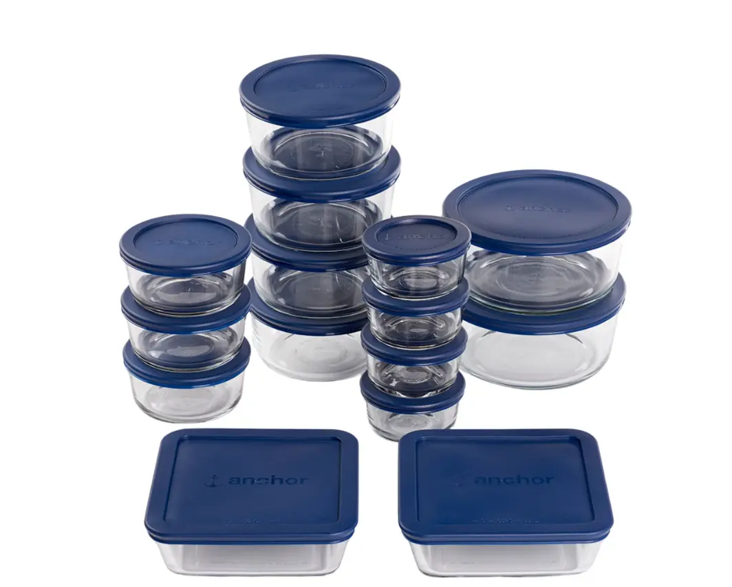 30-Piece Glass Food Storage Containers with SnugFit Lids for Kitchen Food Preserving & Storage