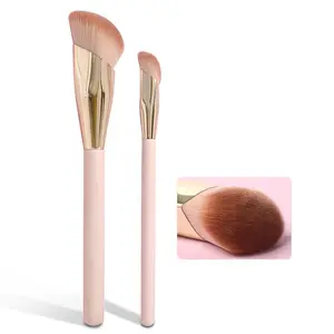 Angled Foundation Concealer Brush Apricot Color Flawless Contour Bronzer Makeup Tool for Liquid Cream Foundations & Under Eye Precision Face Blending