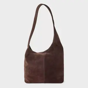 Asymmetrical Suede Bucket Bag - A New Day Brown