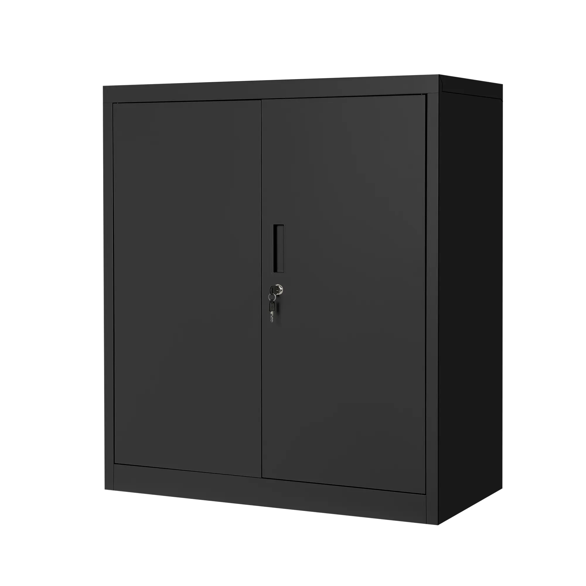 Lockable Steel File Cabinet for Office or Garage – Heavy Duty Metal Storage Locker, 2 Adjustable Shelves, 36-Inch Secure Storage Cabinet with Keys, for Office, Home, Garage, or Workshop, Black/White