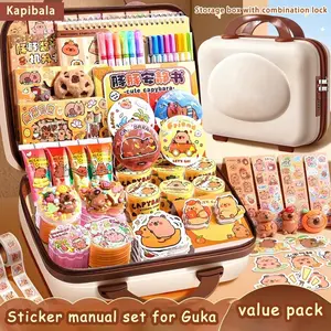 Capybara DIY Craft Kit for Kids, 3D Password Box, Cream Glue, GuKa Stickers & Decor, Waterproof Stickers for Water Bottle Laptop, Creative Gift for Girls Boys Ages 5-14