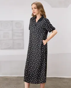 Womens Sundresses Casual 2025 Summer Short Black Midi Dress for Women Shirt Collar   AF-LQ17919