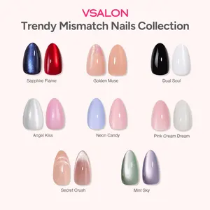 VSALON Trendy Mismatch Nails Collection Press On Nails Set - 2 Color