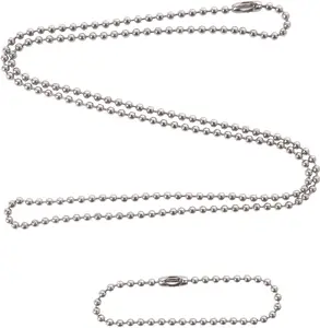 Silver - Military GI Style Dog Tag Chain Set with 24 in. and 4 1 2 in. Chains