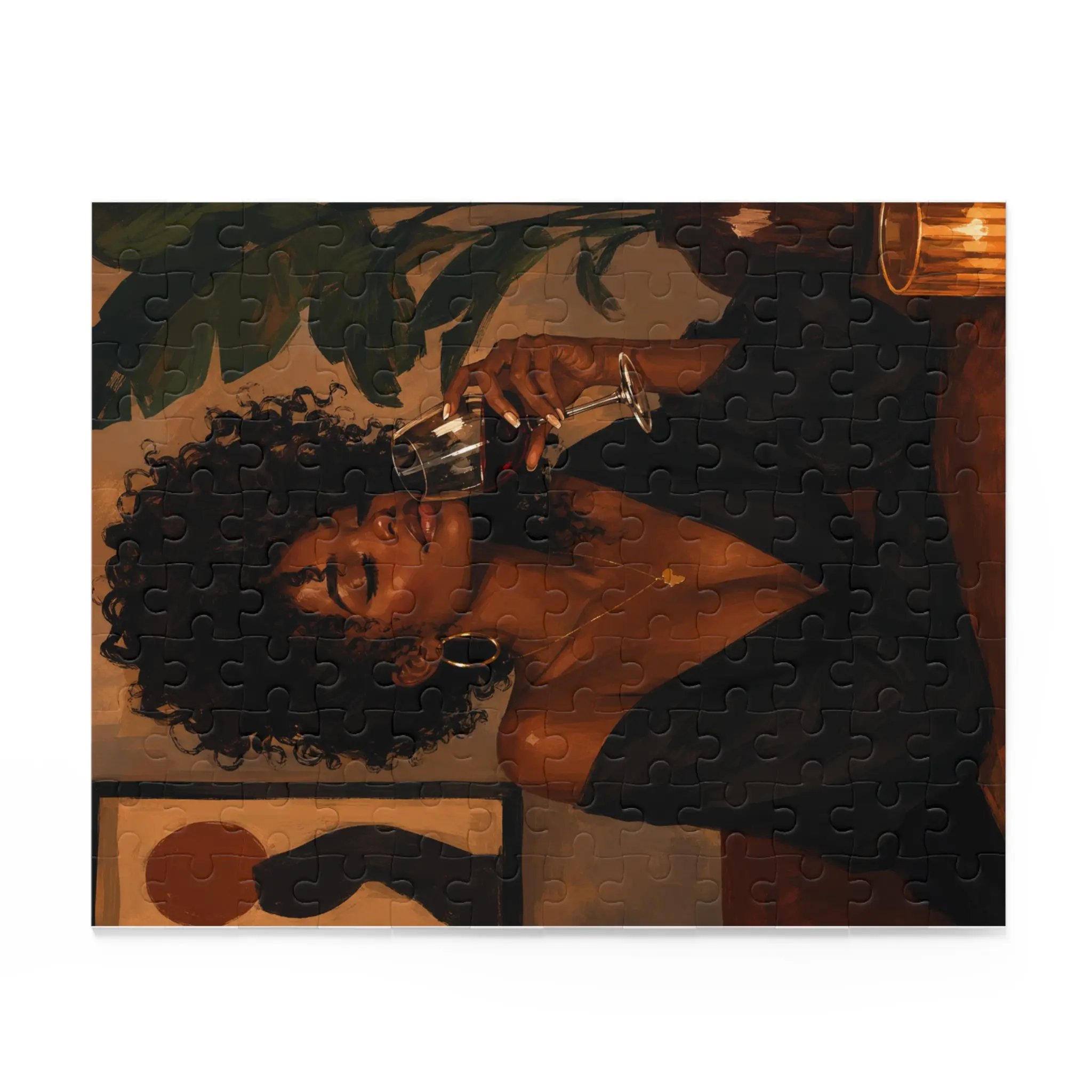 Afro Woman with Wine Puzzle | 500 Piece Jigsaw