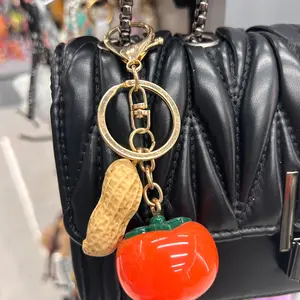 Good Fortune Peanut Keychain, Realistic Persimmon Peanut Pendant, Lucky Bag Charm, Gift for Girls, 'lovely Things, Lovely You.'