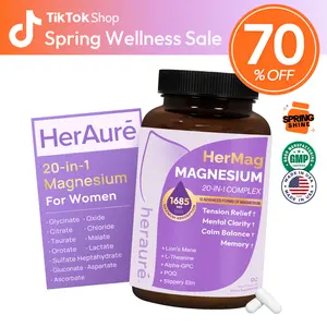 HerAuré Magnesium Complex – For Brain Fog Relief, Reduce Overthinking & Calm Mind, Supports Stress Relief & Sleep Comfort, Digestion, Muscle & Energy Support, with Glycinate, Citrate, Oxide, Chloride, Taurate, Malate & Orotate