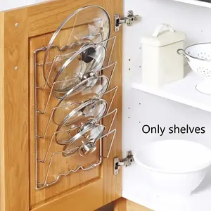 Durable Metal Hanging Pot Lid Storage Rack, 5 Layer Wall Mounted Kitchen Storage Rack, Space Saving Kitchen Accessories for Home and Restaurant Use, Organiser, Hangable
