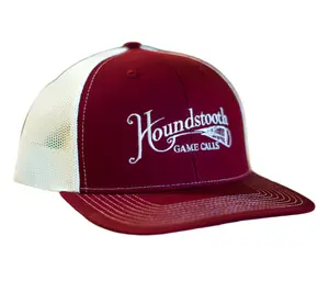 Houndstooth Maroon & White Snap Back Trucker Hat Houndstooth Maroon & White Snap Back Trucker Hat