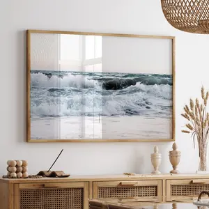 Large Printable Wall Art, Blue Beach Wave Photography, Modern Coastal Water Poster, Downloadable Ocean Waves Print