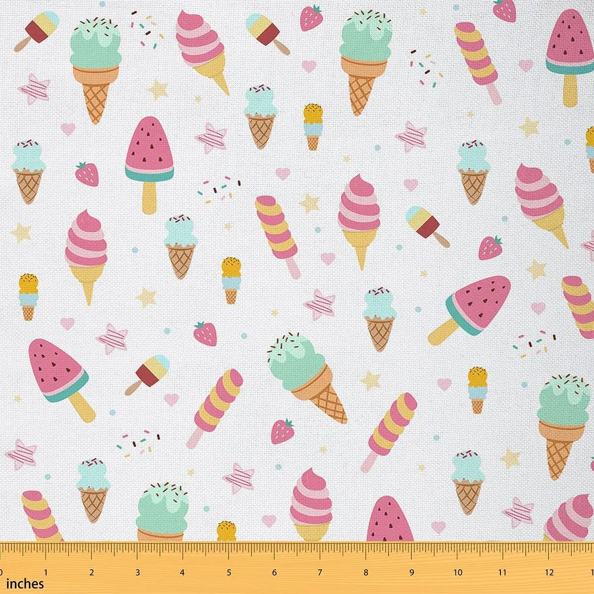 Ice Cream Fabric By The Yard,2 Yards Summer Holiday Upholstery Fabric for Chairs for Food Theme Print Decorative Waterproof Fabric,Strawberry Fabric