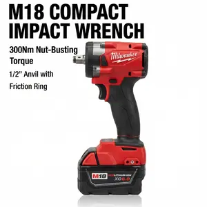Milwaukee M18 FIW212 18V 1/2 Inch Cordless High-Torque m 18 Impact Drill Wrench  For Construction Fastening Tool chrome sockets straight hole home moving kit Electric tool Cabinet