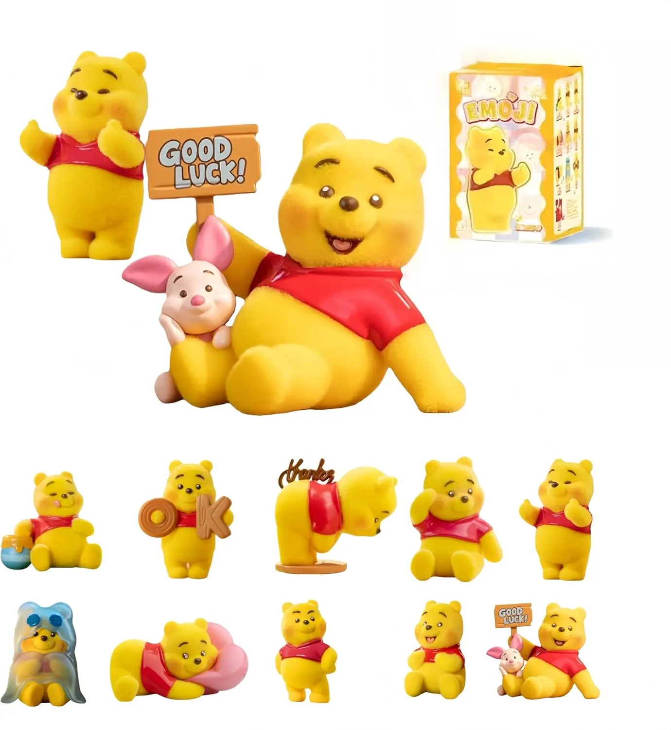 MINISO Disney Winnie The Pooh Meme Series Figurine Blind Box, Official Co-Branded Creative Desktop Ornament, Cute Shape Collectible Decoration, Ideal Gift 1PC Random