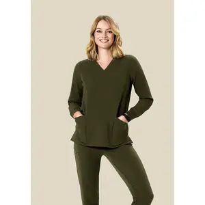 Long Sleeve 6 Pocket Top Olive