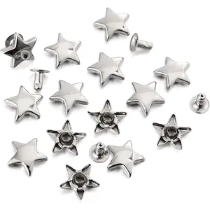 100 Sets 12MM Silver Star Rivets for Leather Star Rivet Studs Garment Rivets Leather Rivets Studs and Spikes for Leather Craft Clothing Bags Belts Dog Collar Shoes DIY Rivets 15/32 Inch
