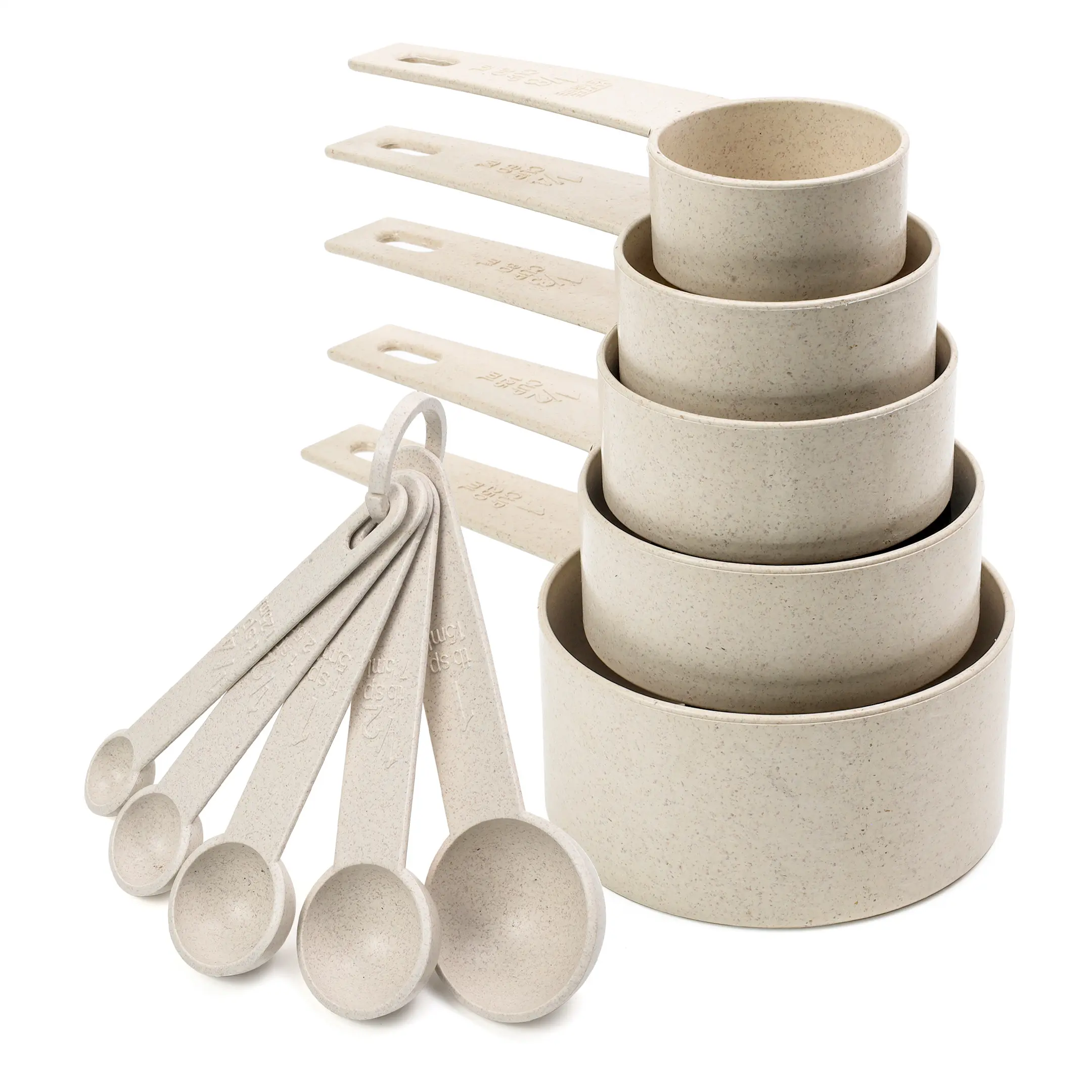 BEILLE Wheat Straw Kitchen Utensils Durable Ergonomic Design Dishwasher Safe Food Grade Materials Stainless Steel Handles Hanging Storage Set Plastic Handy