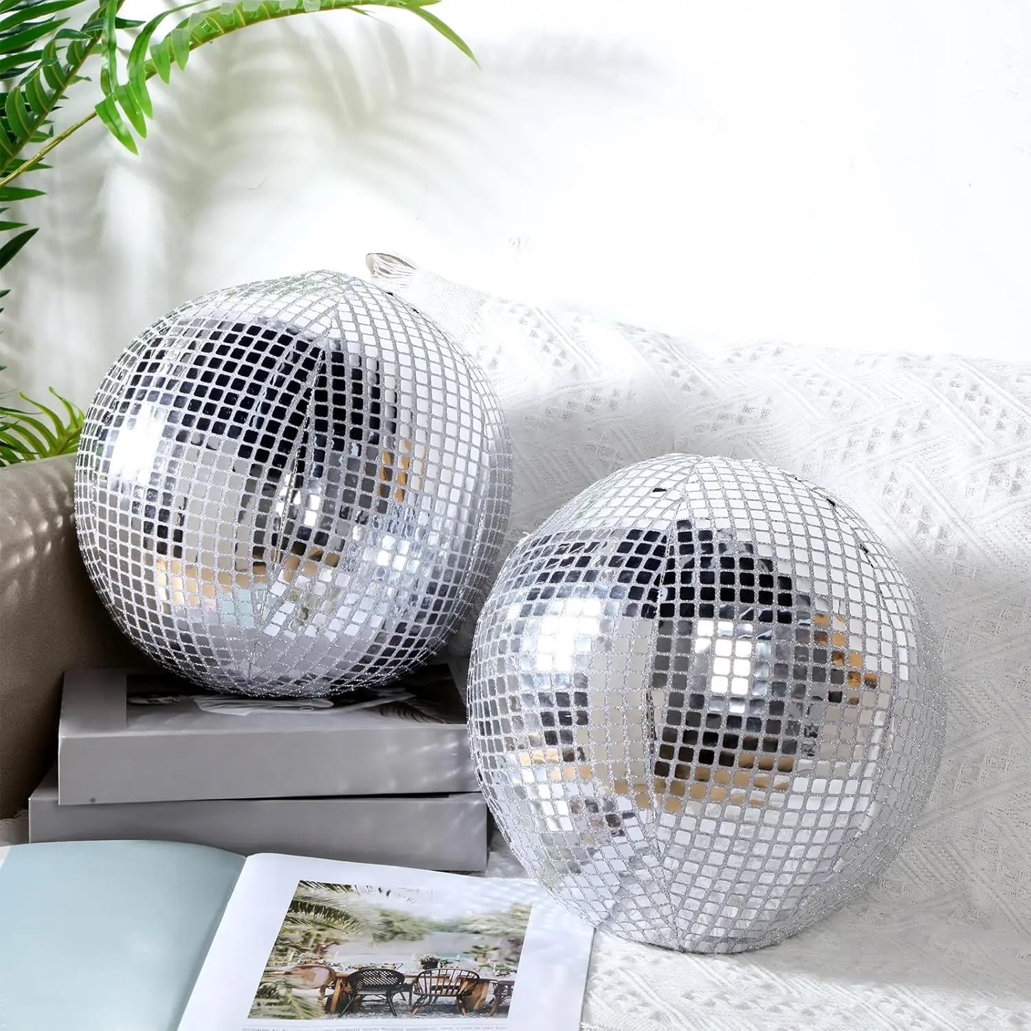 2 count Disco Ball Pillows Decorative Sequin Throw Pillows for Birthday Gifts Bedroom Living Room  Decor Funky Sphere(8 Inch,)