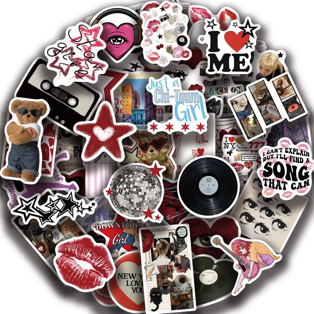 50PCS Y2K Stickers Stickers Y2K 90s Stickers Baddie Stickers Cool Stickers Stickers For Scrapbooking Vinyl Waterproof Stickers For Water Bottle,Laptop,Phone,Skateboard,Scrapbooking,Journaling Gifts