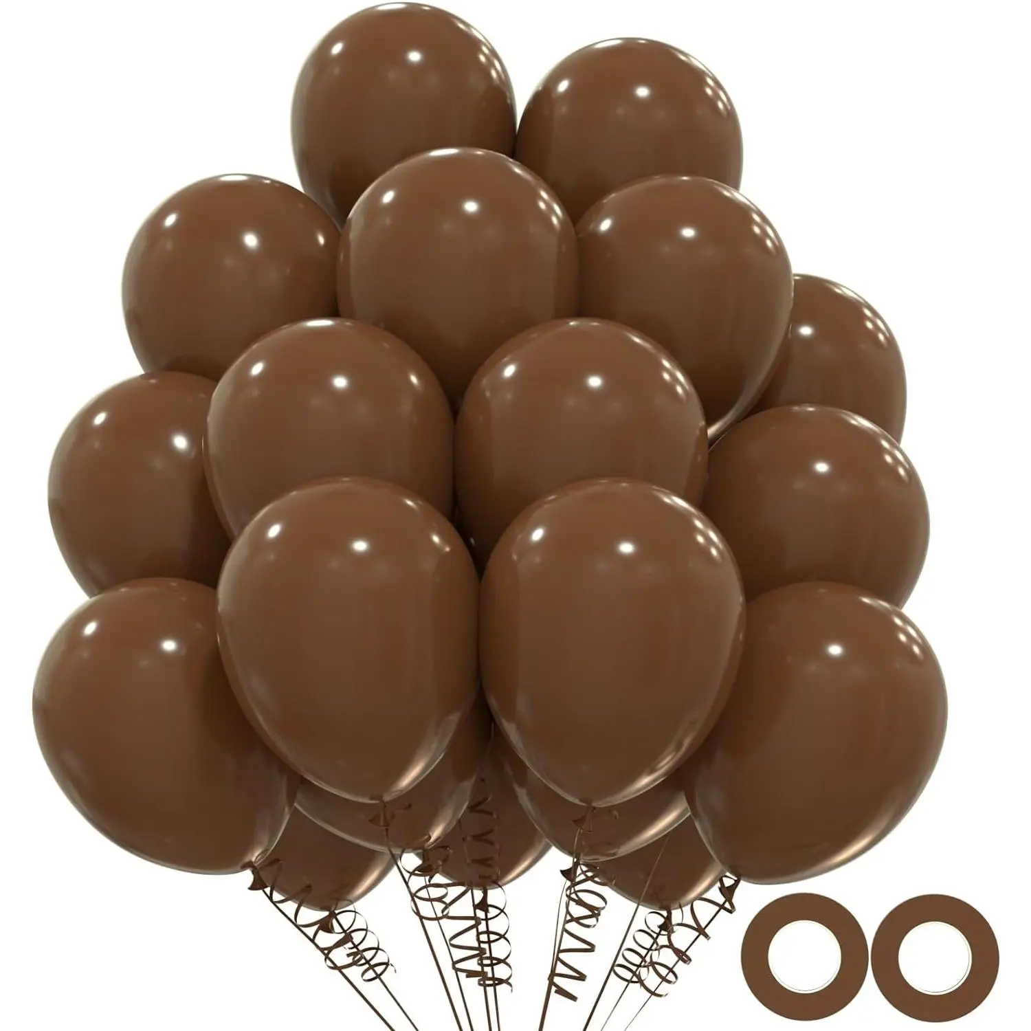 Dark Brown Balloons Kit - 110 Count 12inch Latex Balloons with 2 Ribbons for Birthday, Shower, Graduation, and More