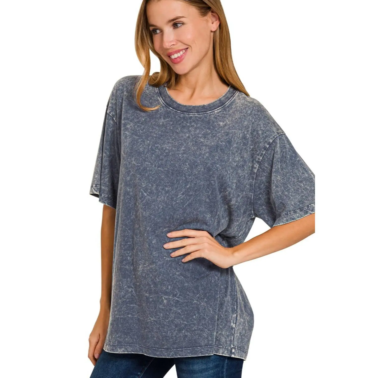 Zenana Washed Short Sleeve Top