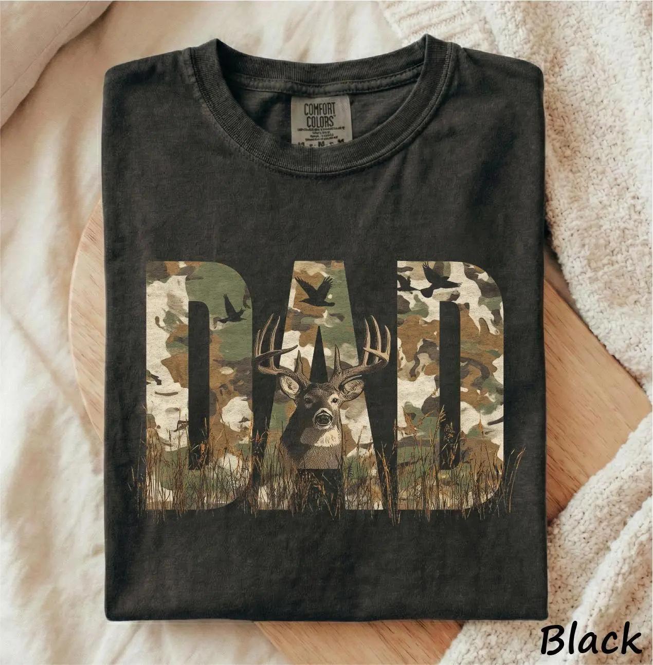 Comfort Colors Dad Hunting T-Shirt, Deer Camo Graphic Tee, Funny Father Gift Shirt, Outdoor Hunter Dad Tee, Rustic Graphic Shirt – Toscano Mauw